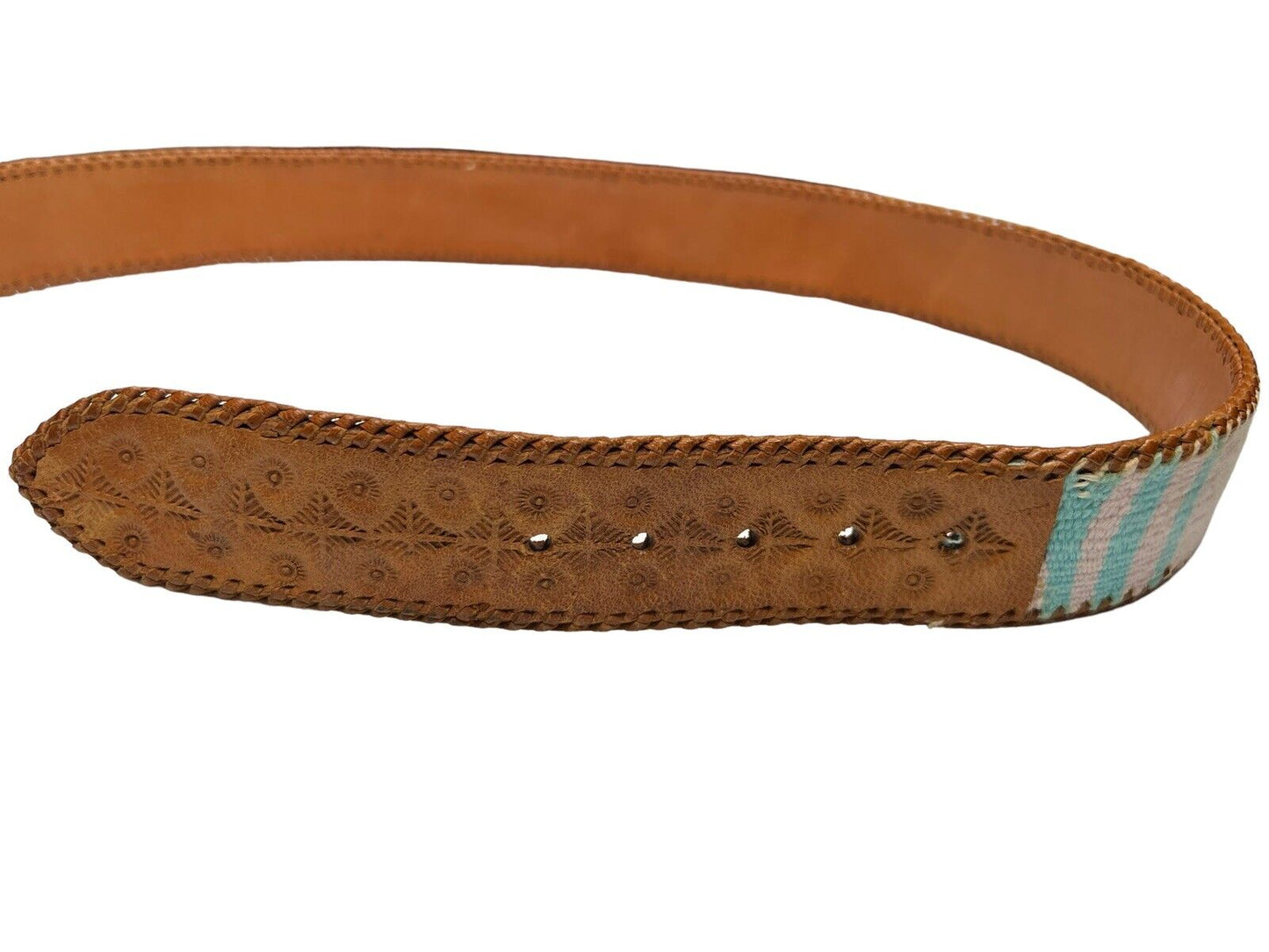 Guatemalan Leather & Cotton Tapestry Belt Size M