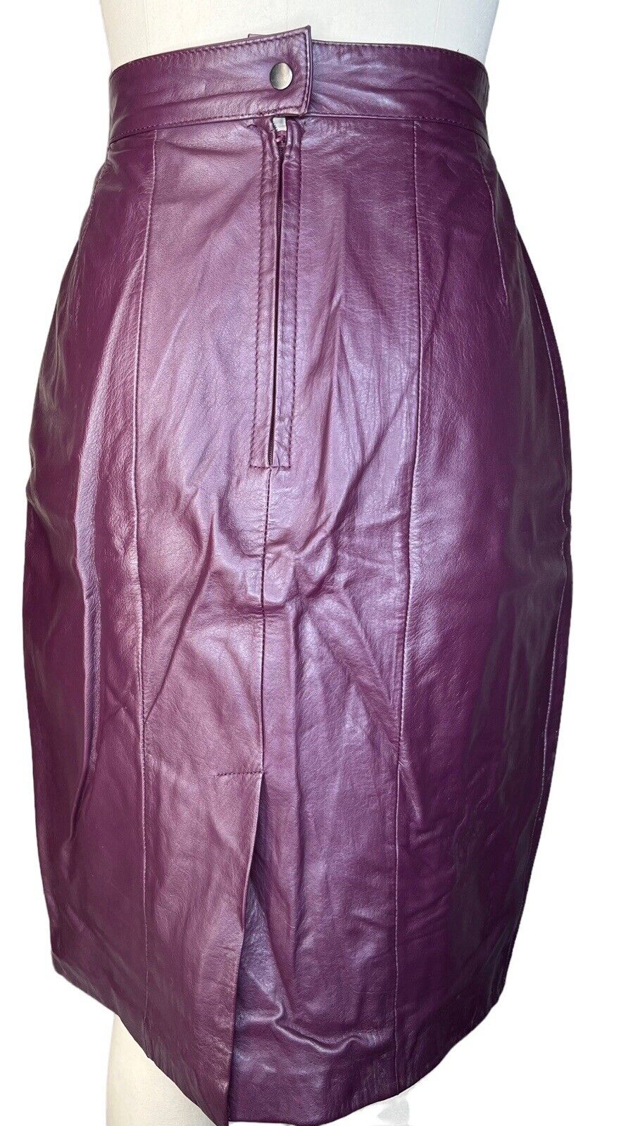 Diversity Plum Leather Pencil Skirt Size 6P