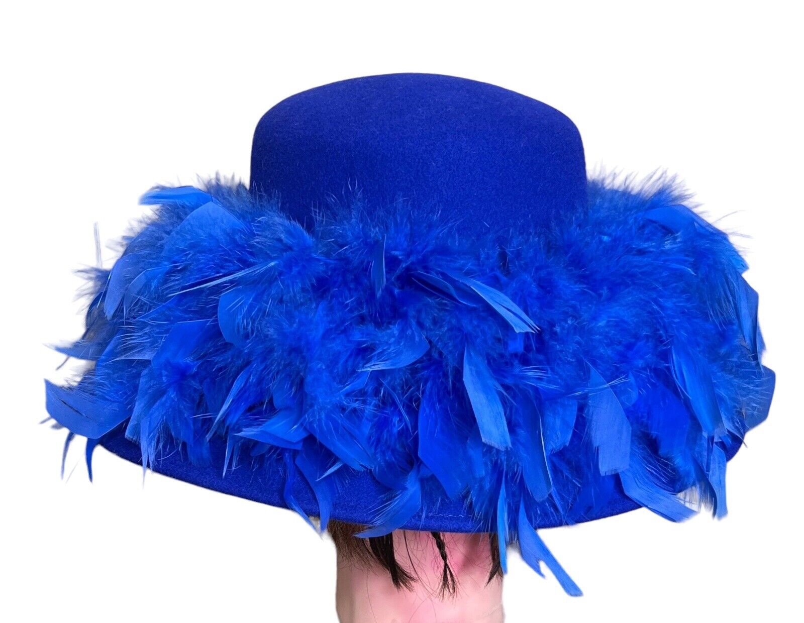 Betmar New York Royal Blue Wool Derby Hat Feathers Size 7