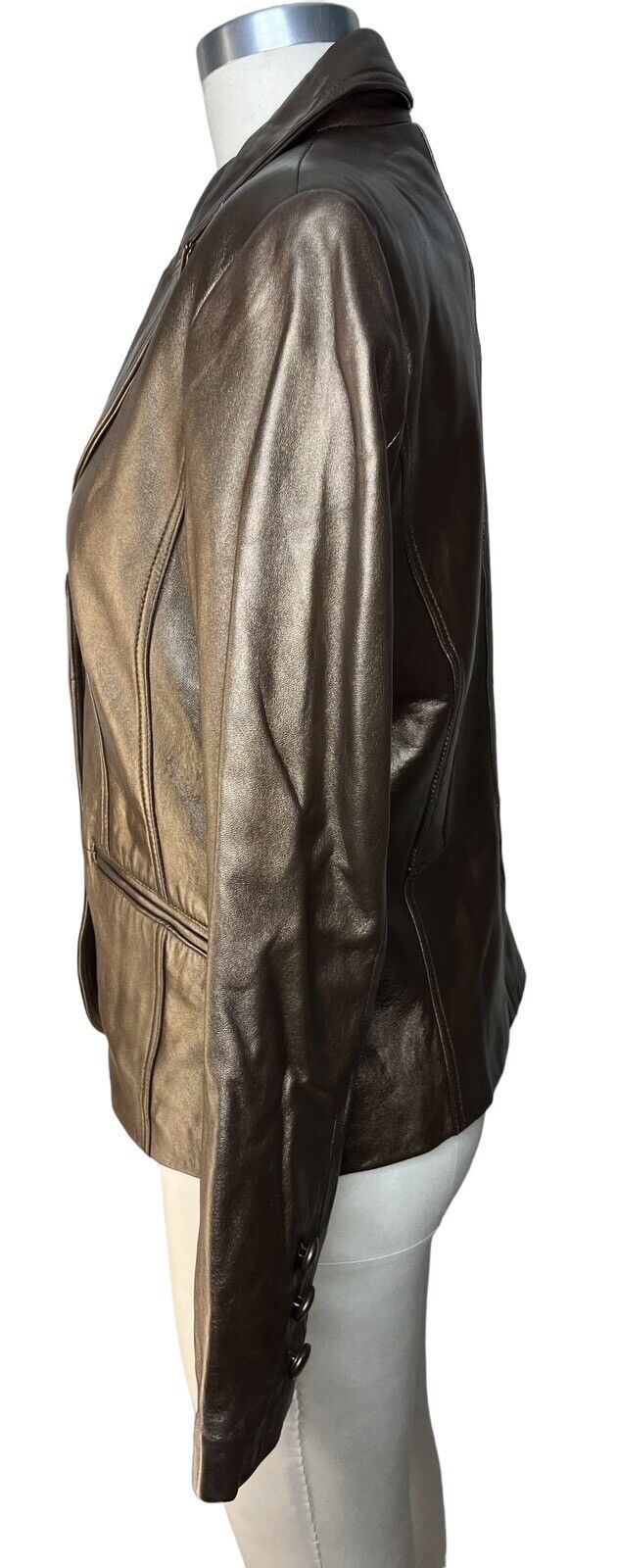 Bernardo Metallic Bronze Leather Blazer Size Small