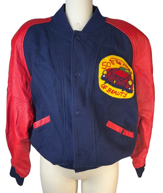 Pigskin Leather & Wool  Vintage Varsity Jacket 50’s Power Of Beauty