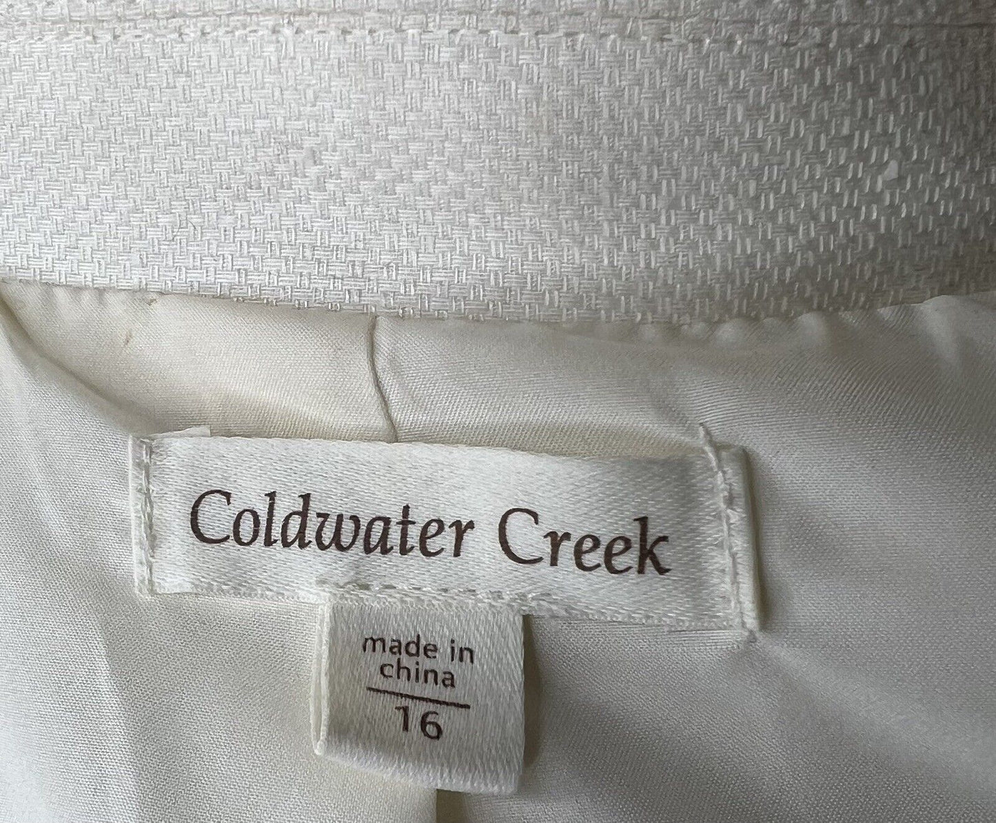 Coldwater Creek Cotton & Linen Beaded Lined Jacket Size 16