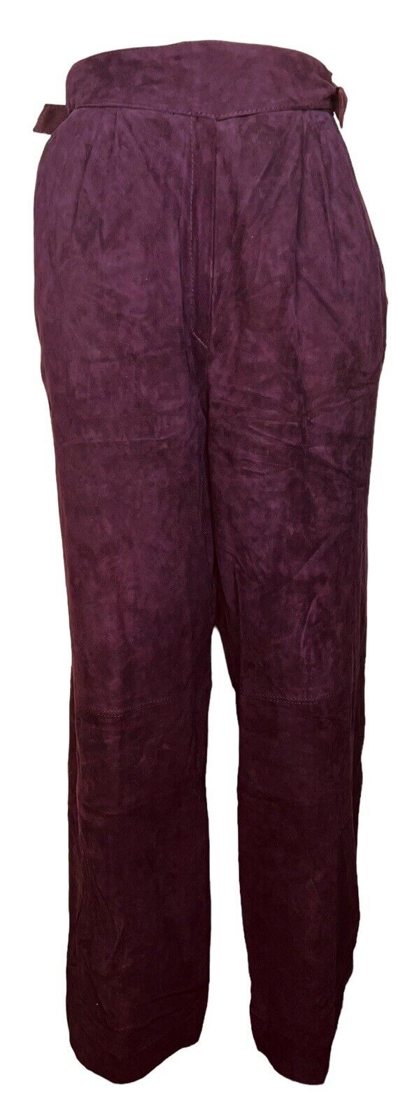 Umberto Ginochietti Plum Leather Suede Trousers Adjustable Waist Size 46