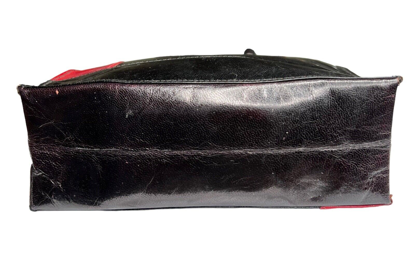 Red & Black Leather Cat Eye Top Handle Purse