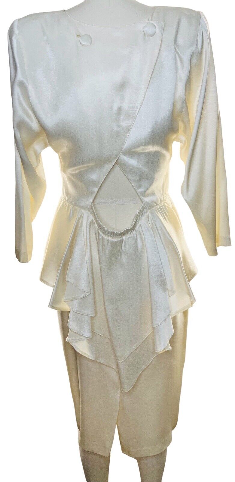 All That Jazz Cut-out Ivory White Pencil Dress With Peplum Size 7/8