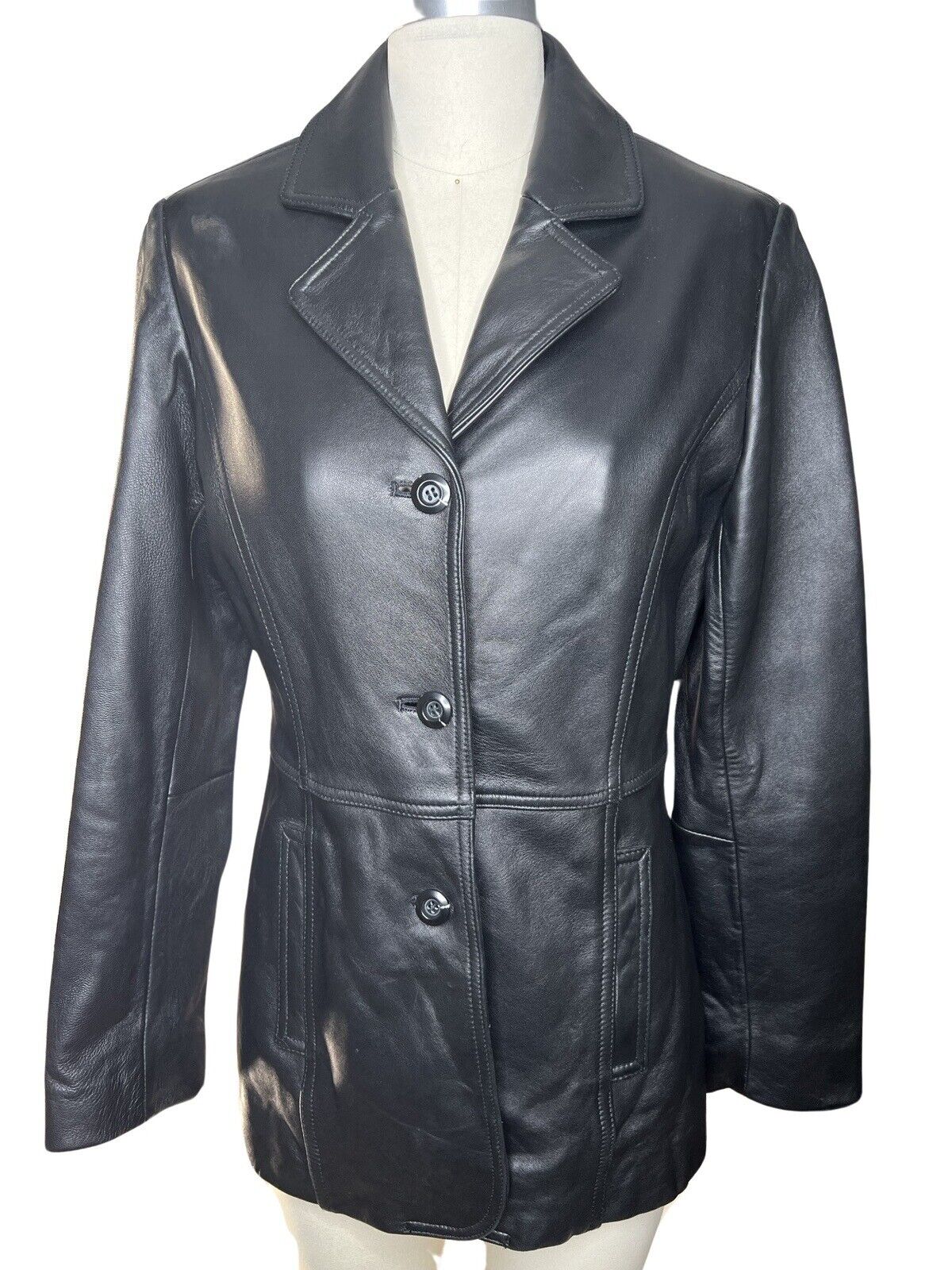 Michael Lawrence Black Butter Soft Leather Blazer Size S