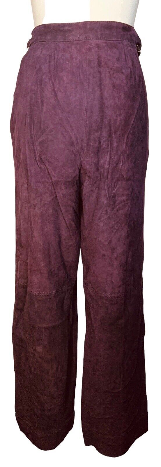 Umberto Ginochietti Plum Leather Suede Trousers Adjustable Waist Size 46