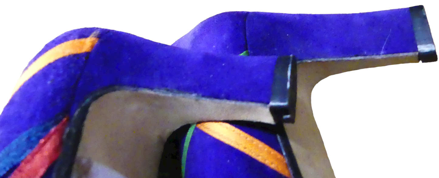 Belle Mode 1980s Purple Suede Shoes Satin Ribbon Applique Size 8