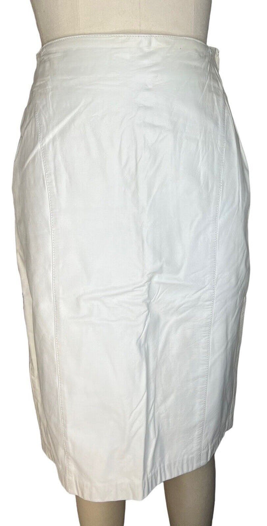 Cedars White Leather Straight Pencil Skirt Size 6