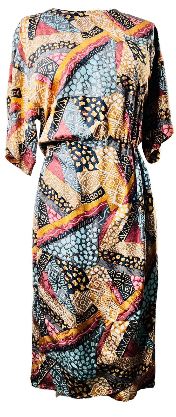 Adrianna Papell Silk Mixed Animal Print Faux Wrap Dress Size 4