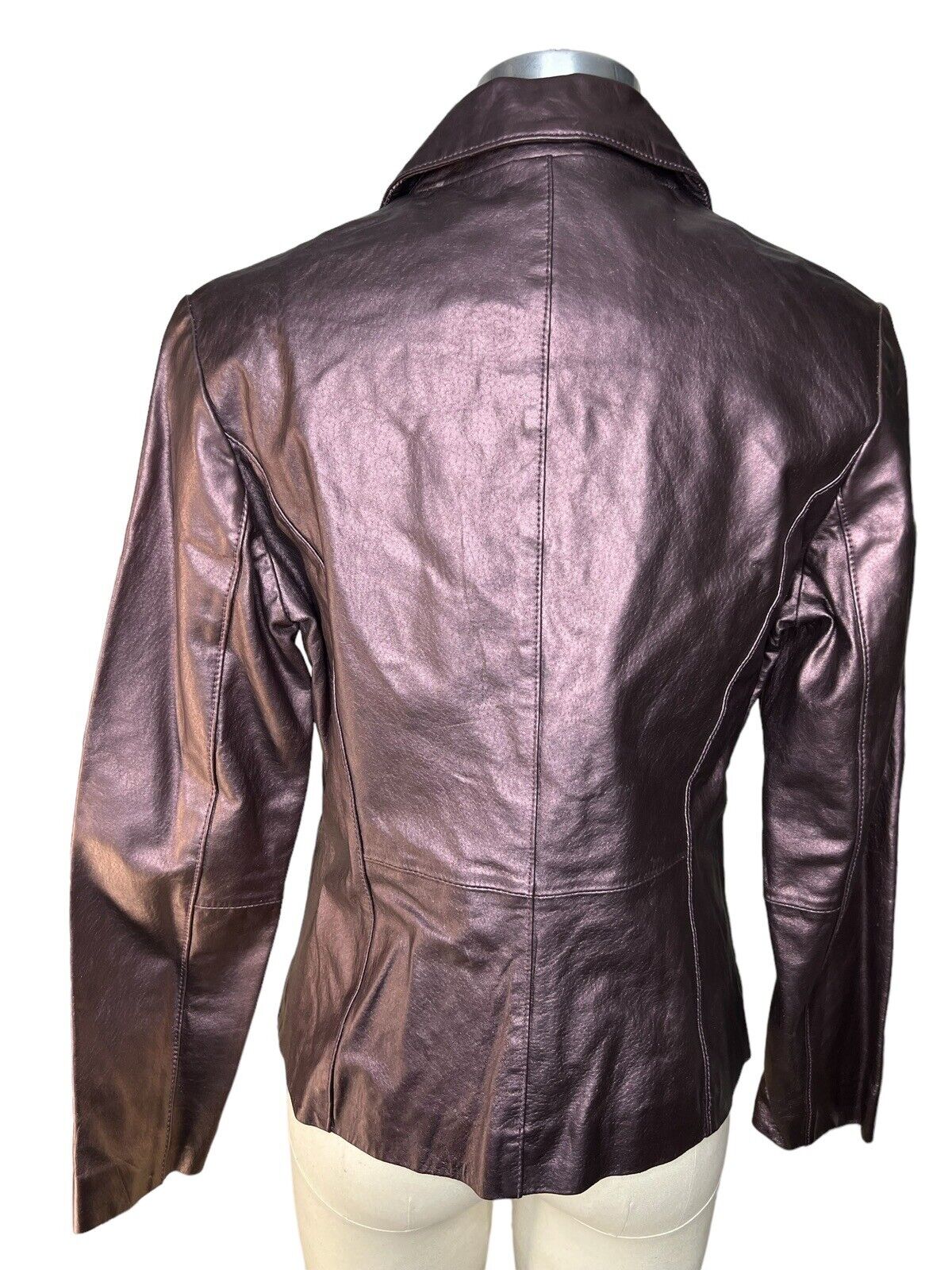 B Collection Metallic Purple Leather Slim Fit  Blazer Jacket Size Small