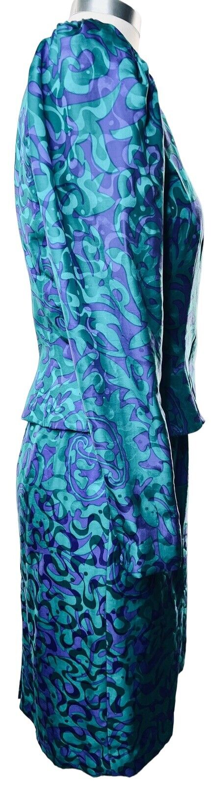 Adrianna Papell Purple & Green Silk Skirt Set Size 4