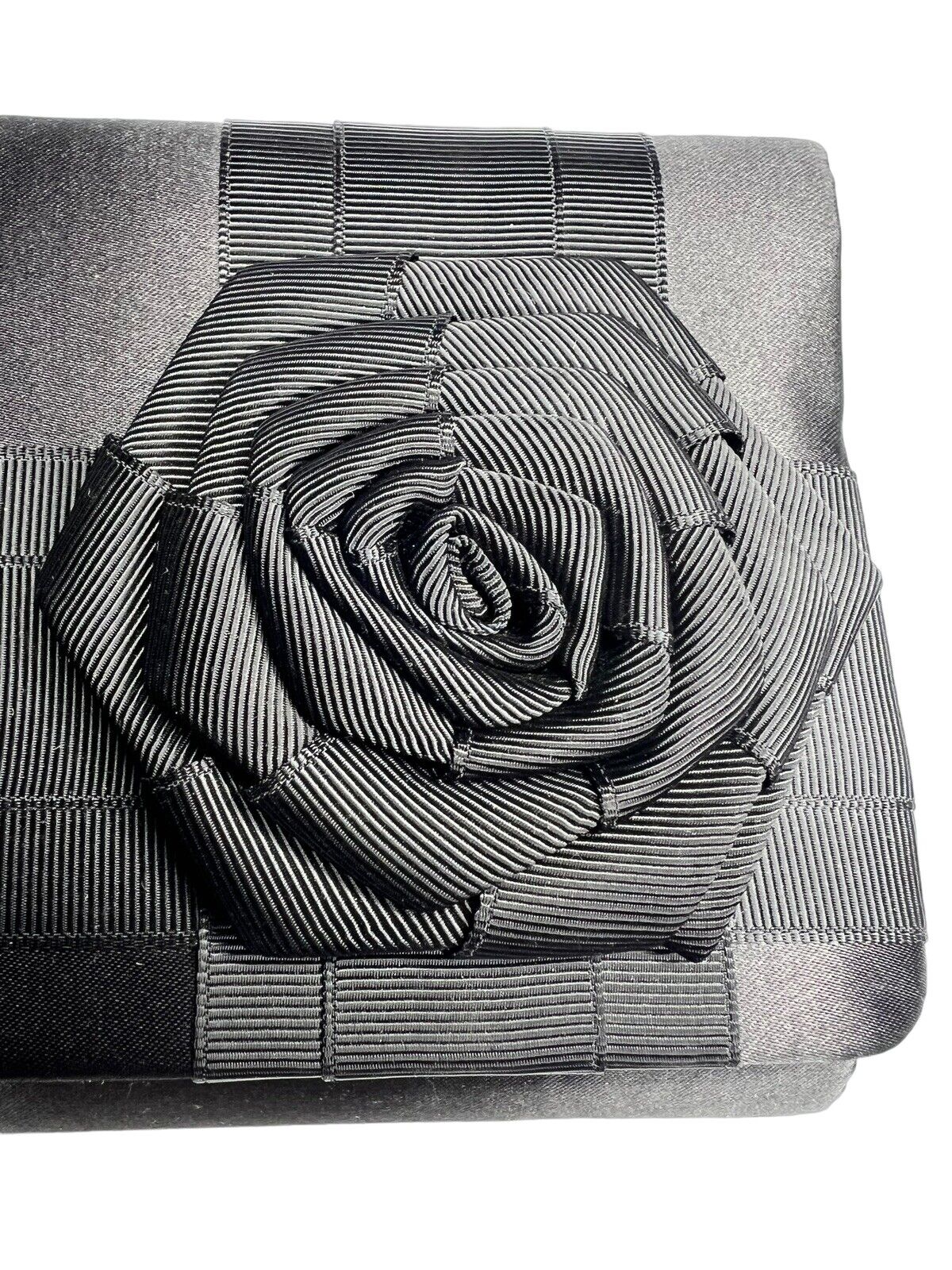 Black Satin Evening Clutch Satin Rose 