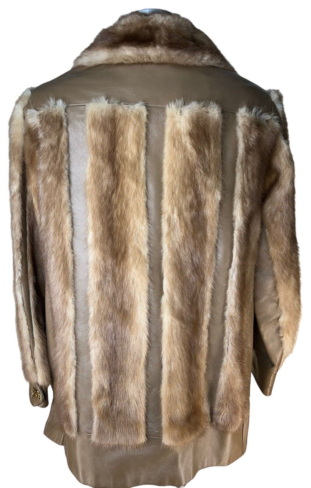 Furs By Blum Brooklyn NY Leather And Fox Fur 3/4 Length Jacket Size Small Medium