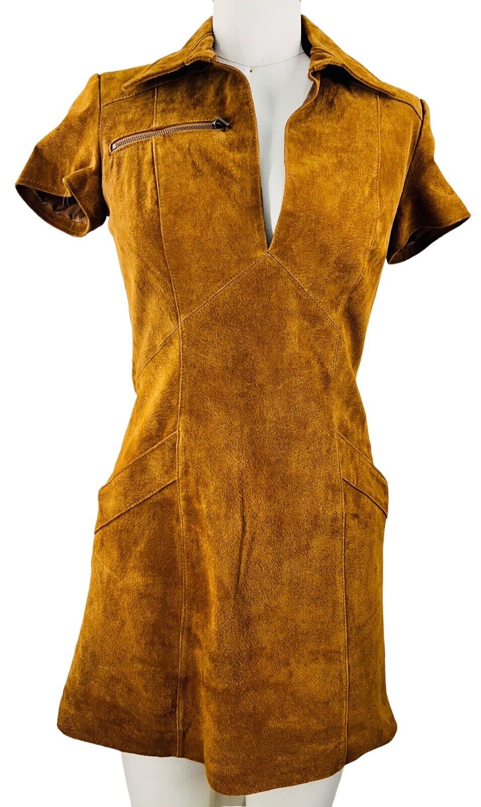 Ecote For Urban Outfitters Size 0 Cognac Suede Mini Dress