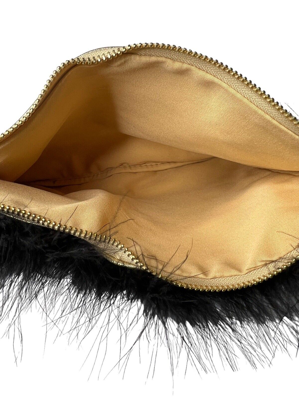 Gold Feather Vegan Metallic Leather Happy Folded Fold Over Clutch