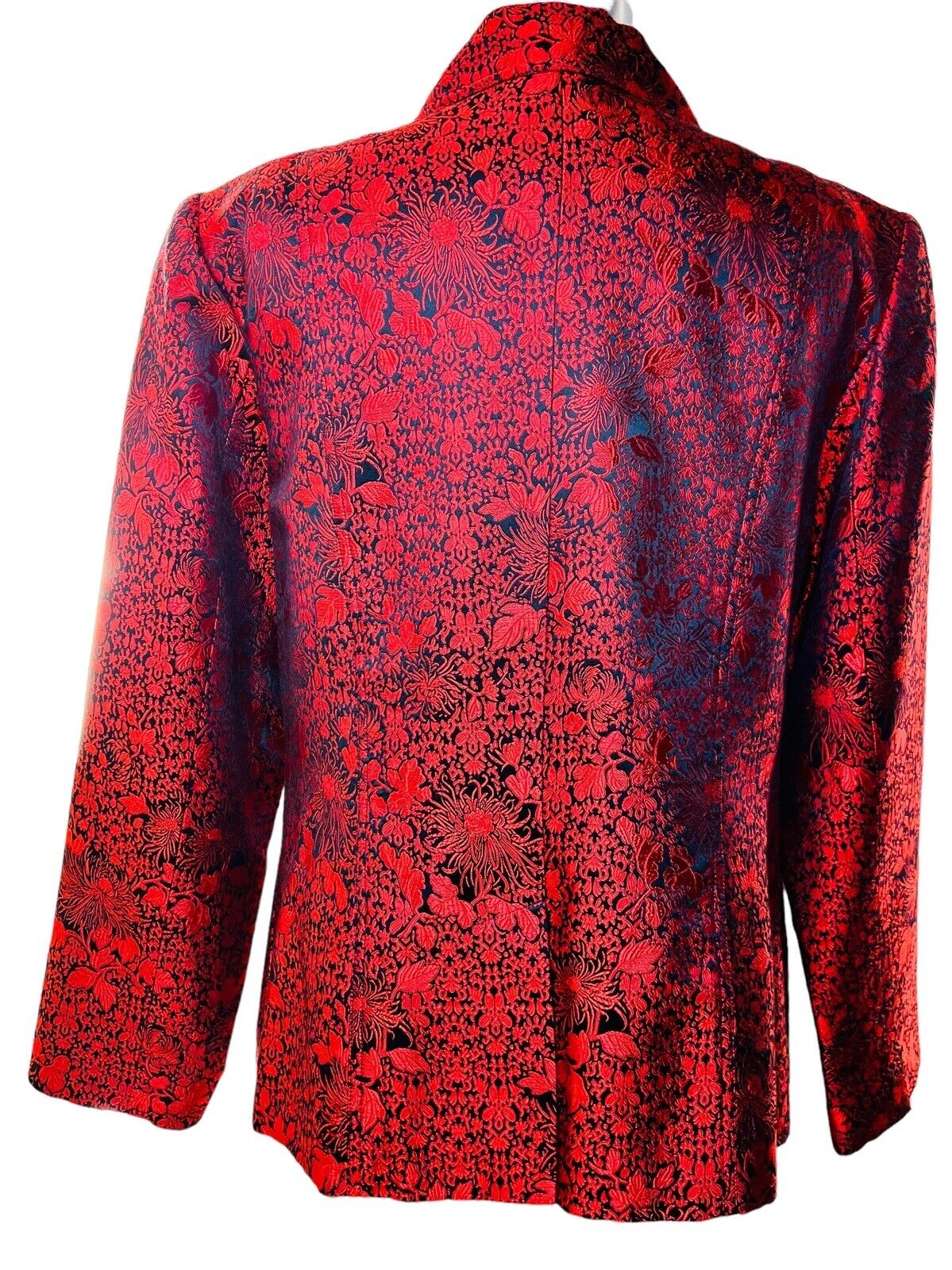 MSK Silk Rayon Red Black Floral Print Blazer Size L