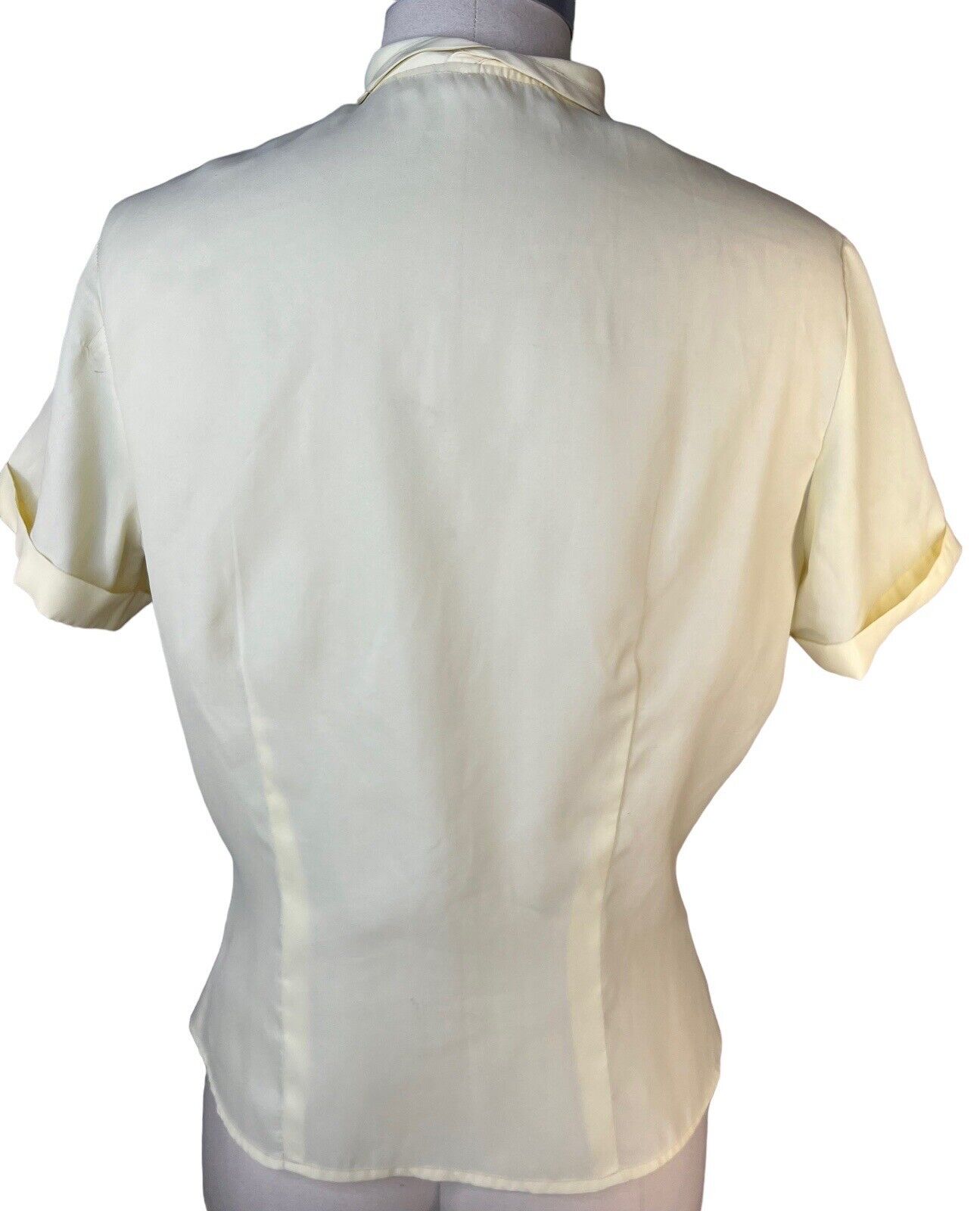 50’s Bozart By Helitzer Hand Detailed Pale Yellow Short Sleeved Pleated Blouse 