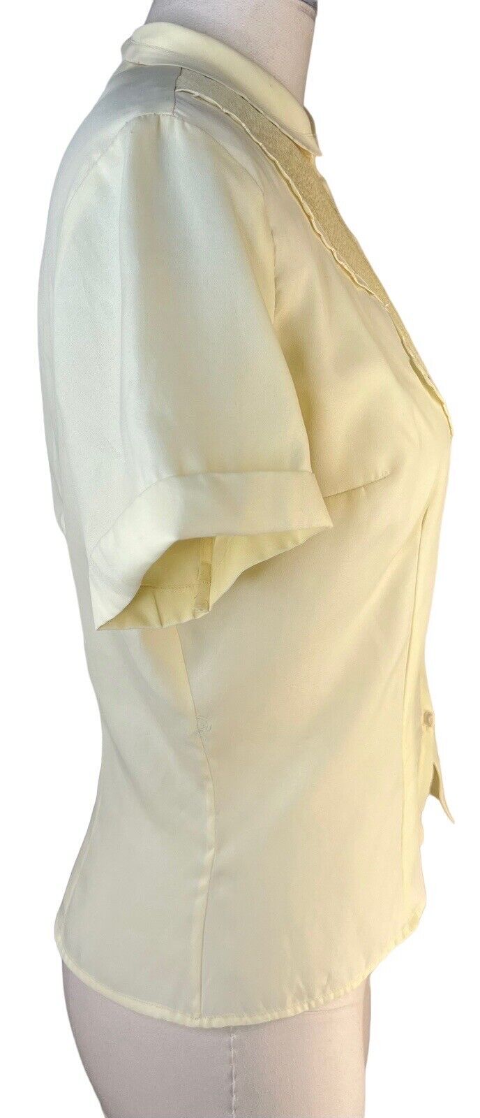 50’s Bozart By Helitzer Hand Detailed Pale Yellow Short Sleeved Pleated Blouse 