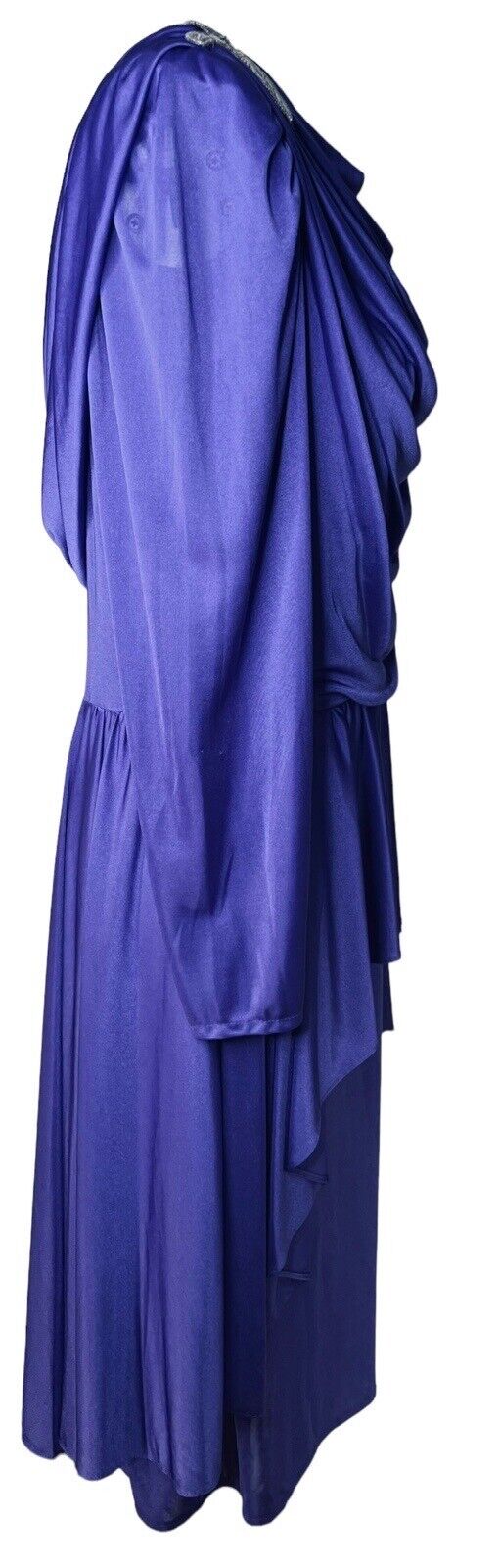 Filigree Purple Draped Dress Beaded Shoulder Epaulettes Size 16