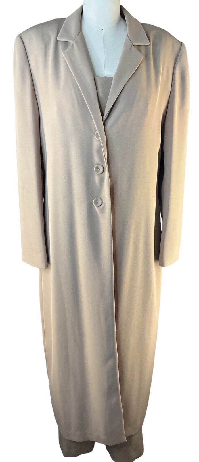 Fattaneh Bahari Tan Sleeveless Jumpsuit & Long-sleeve Duster Two-piece Set Sz 14