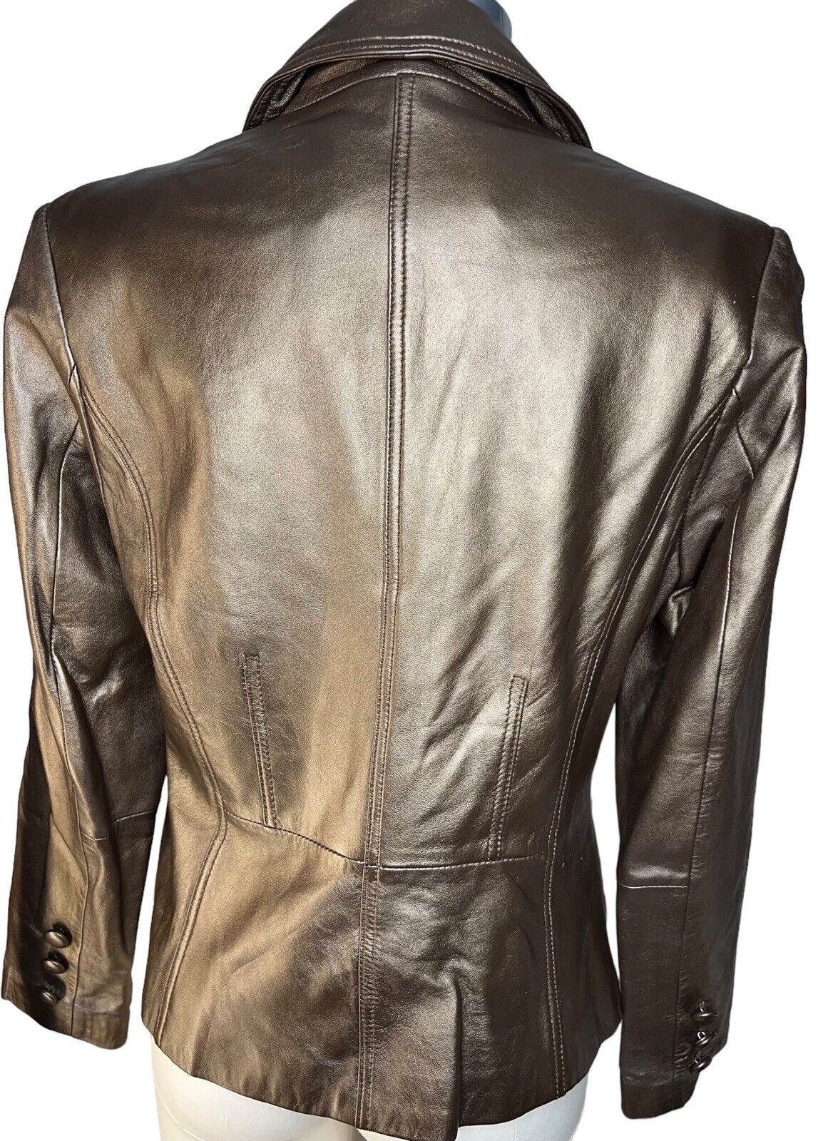 Bernardo Metallic Bronze Leather Blazer Size Small