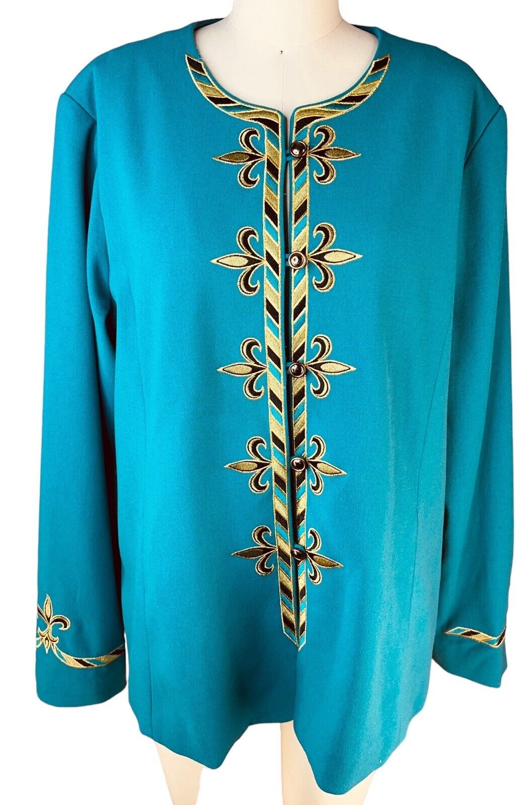 Bob Mackie Wearable Art Embroidered Poysester Rayon Spandex Jacket Size Large