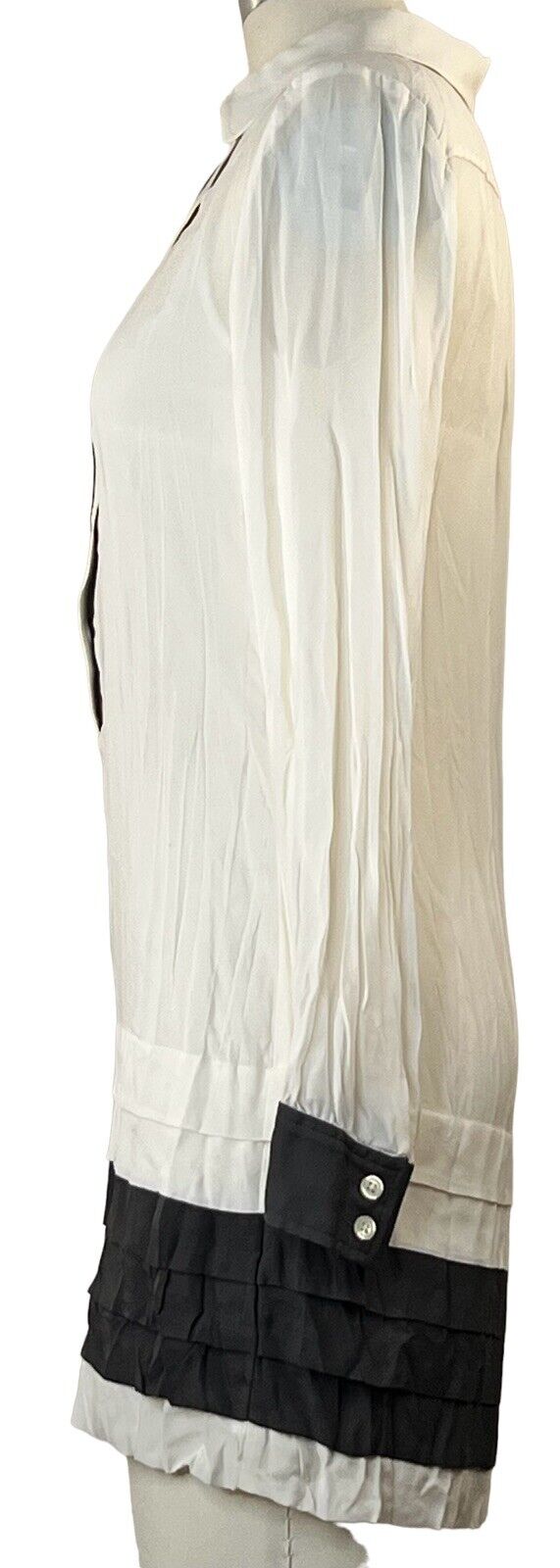 Banana Republic Silk Cream & Brown Dress With Pleats Size 0