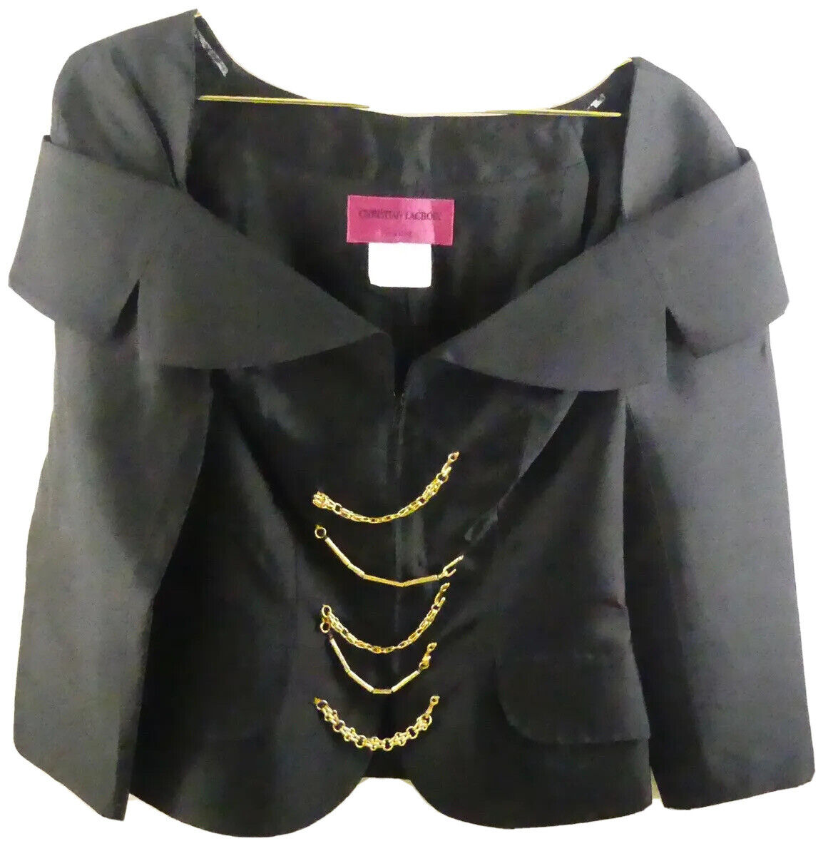 Christian Lacroix Silk Blazer With Gold Chains Size Small