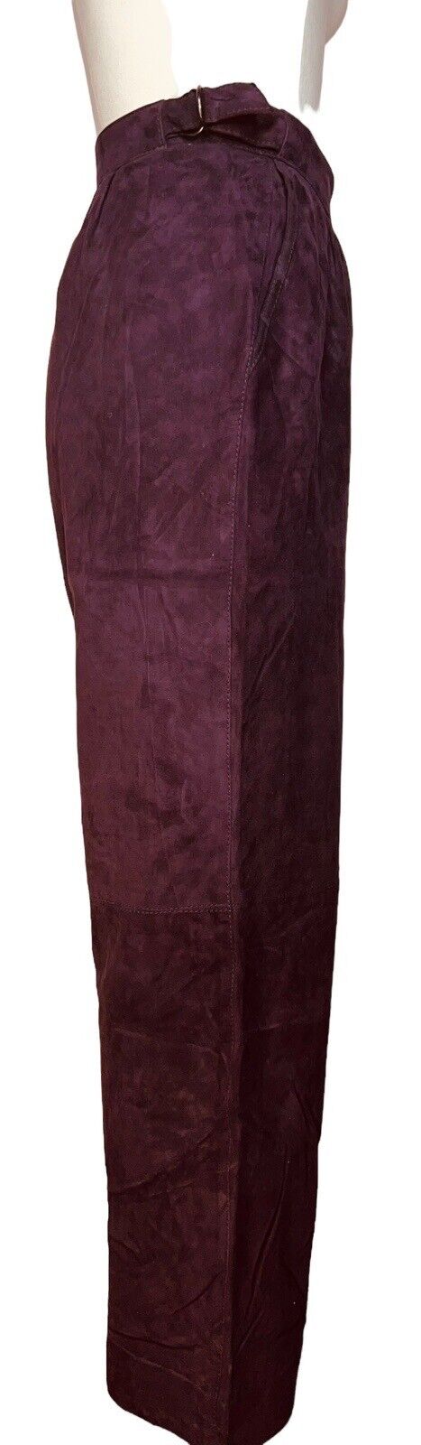 Umberto Ginochietti Plum Leather Suede Trousers Adjustable Waist Size 46