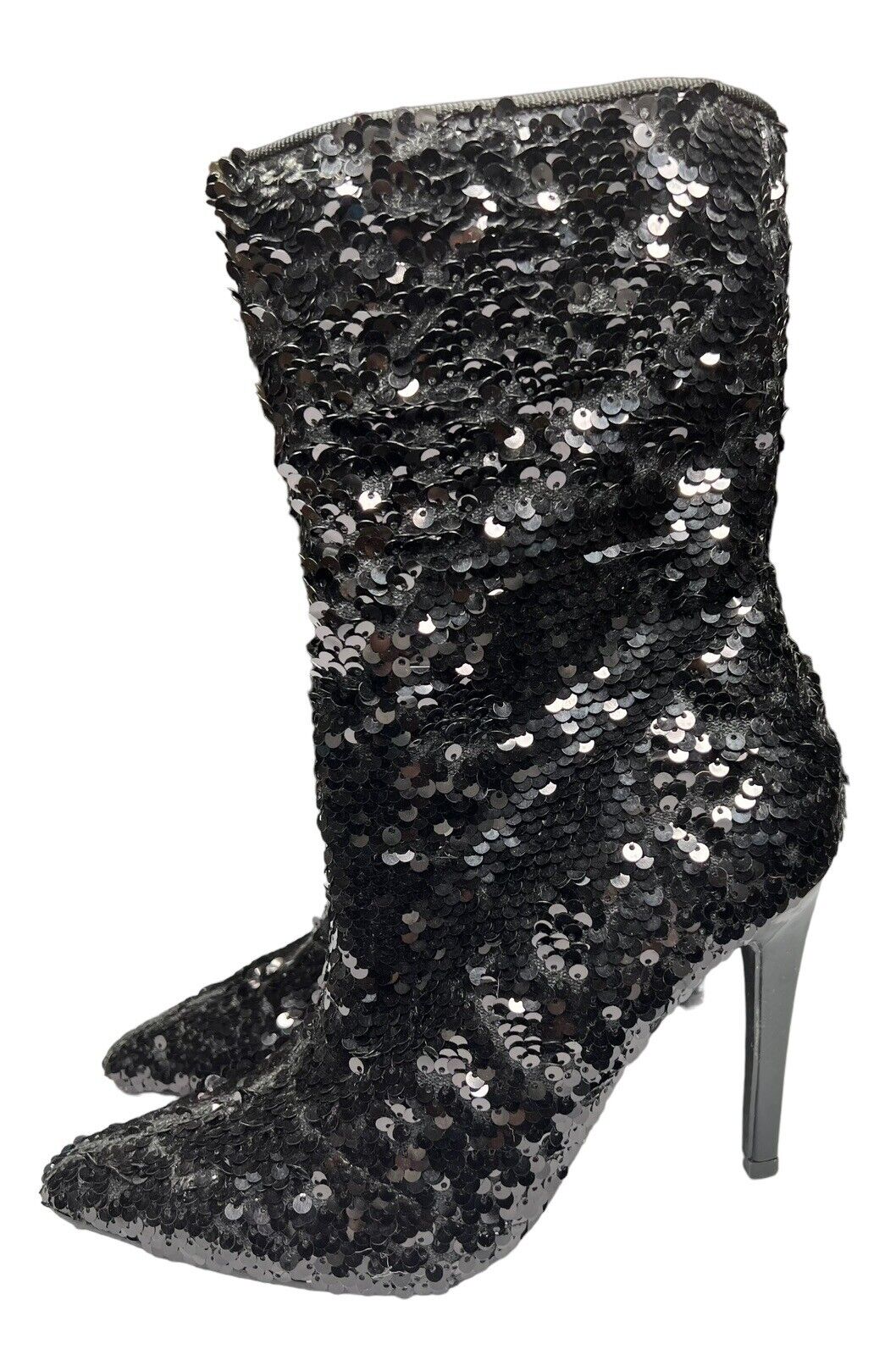 Cape Robbins Black Sequined Sparkly Pointy  4 Inch Ankle Boots Size 6M New