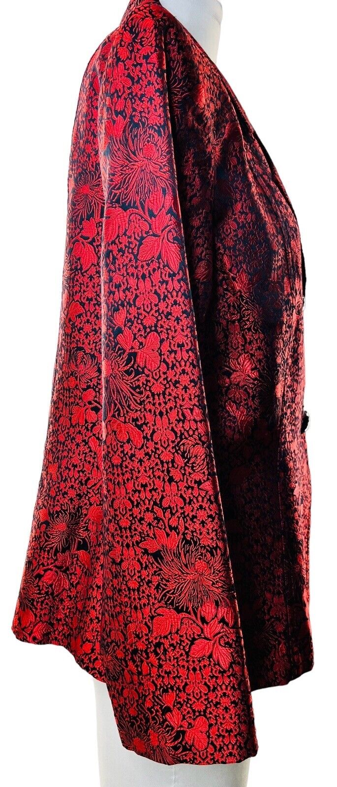 MSK Silk Rayon Red Black Floral Print Blazer Size L