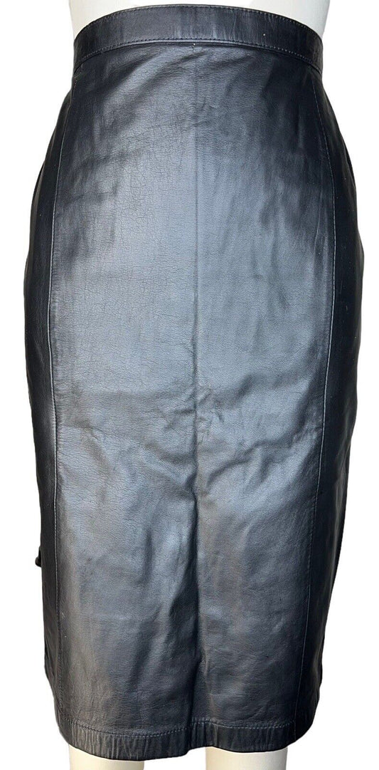 G-III Leather Fashions Black Leather Straight Pencil Skirt Size 9/10