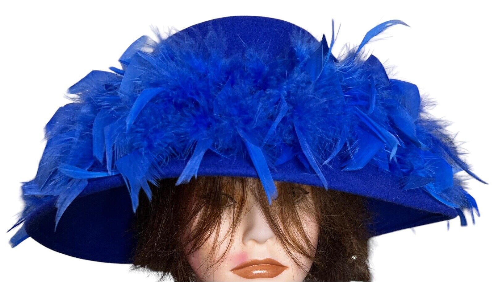 Betmar New York Royal Blue Wool Derby Hat Feathers Size 7