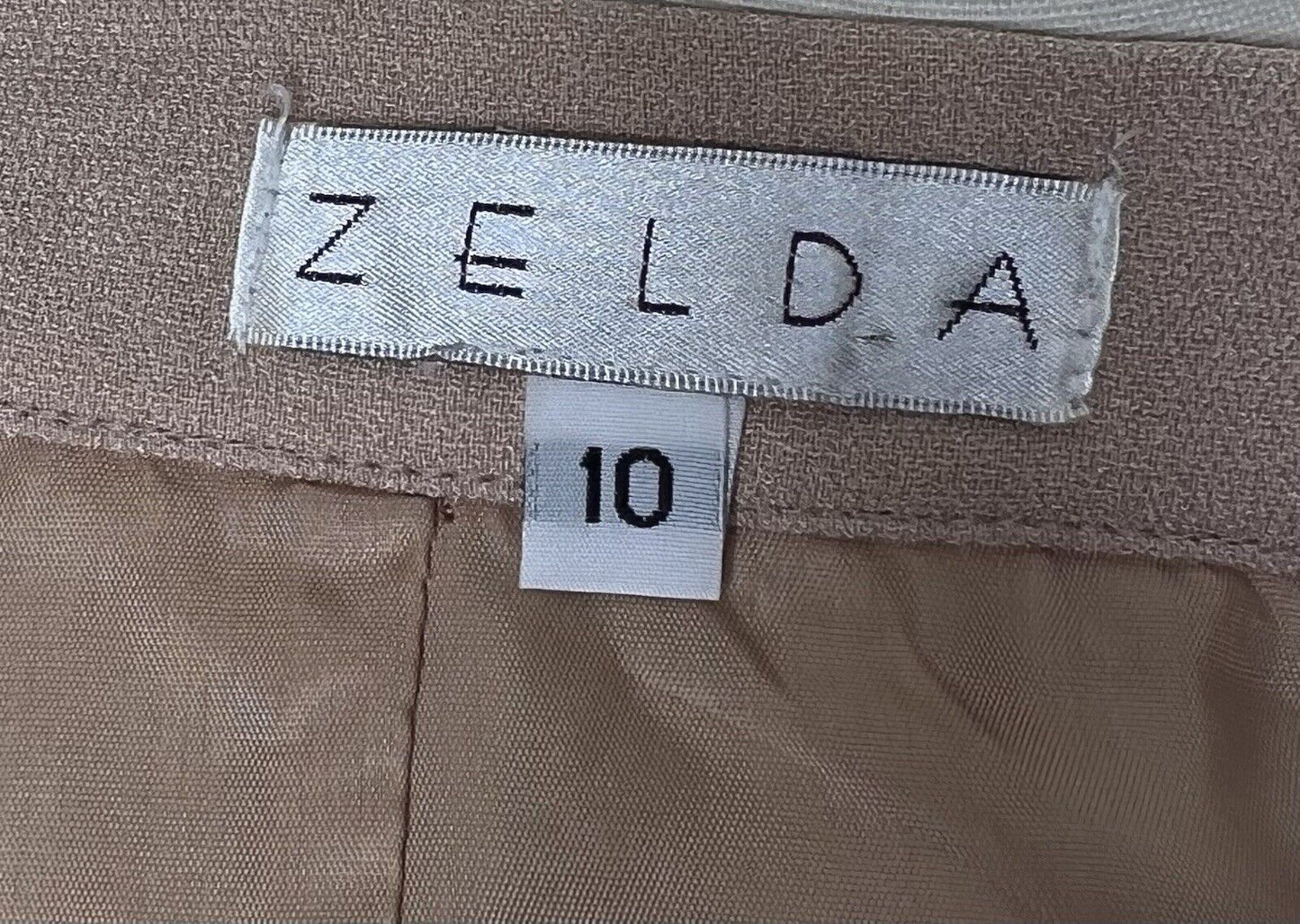 Womens Zelda Two Piece Beige Beaded Skirt Suit Size 8/10