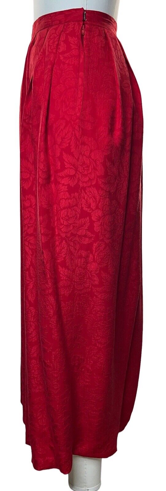 William Pearson Red Silk Skirt Suit With Pockets Size 6