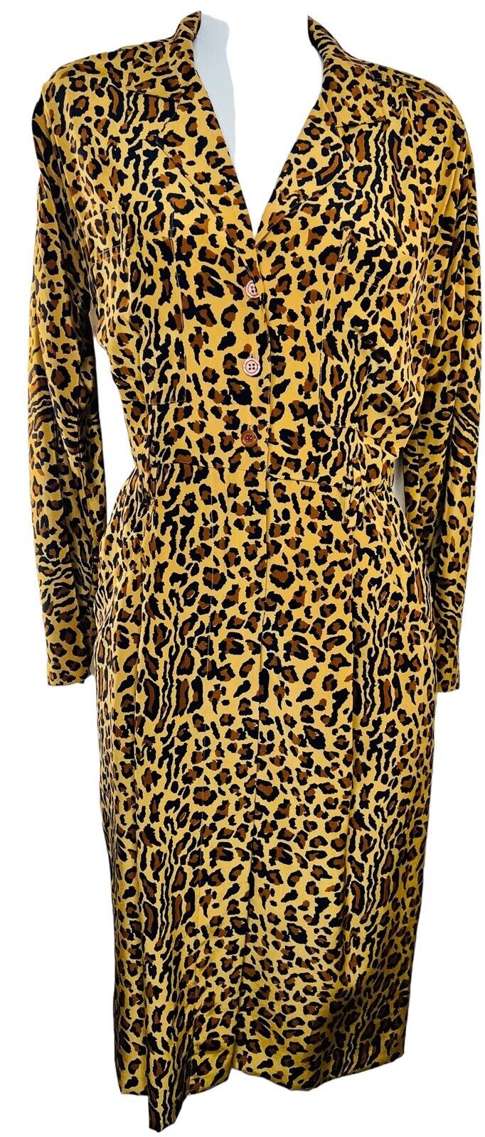 Gillian Silk Leopard Print Midi Dress Size 4