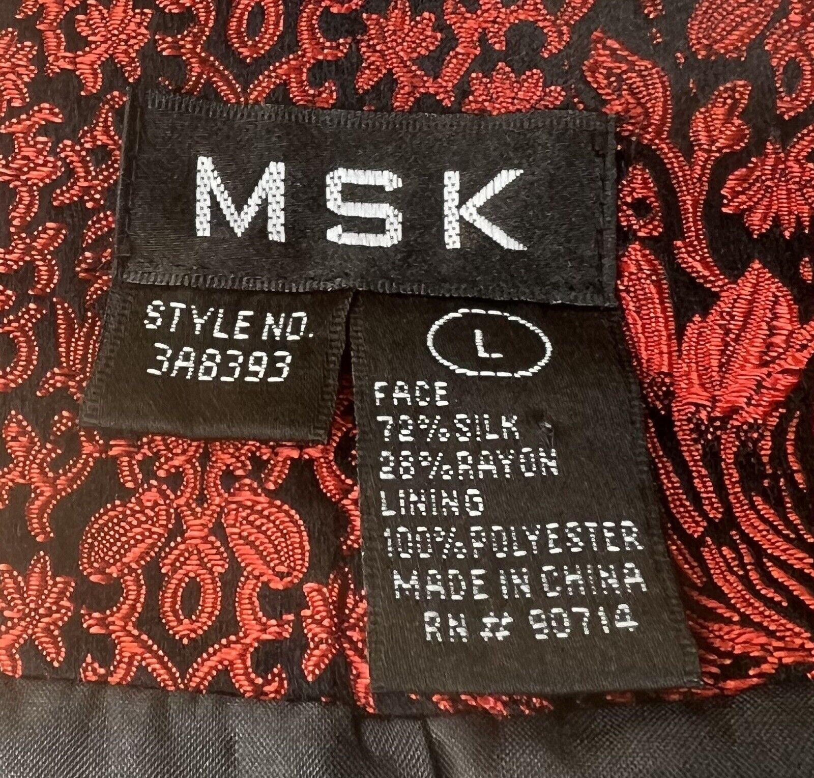 MSK Silk Rayon Red Black Floral Print Blazer Size L