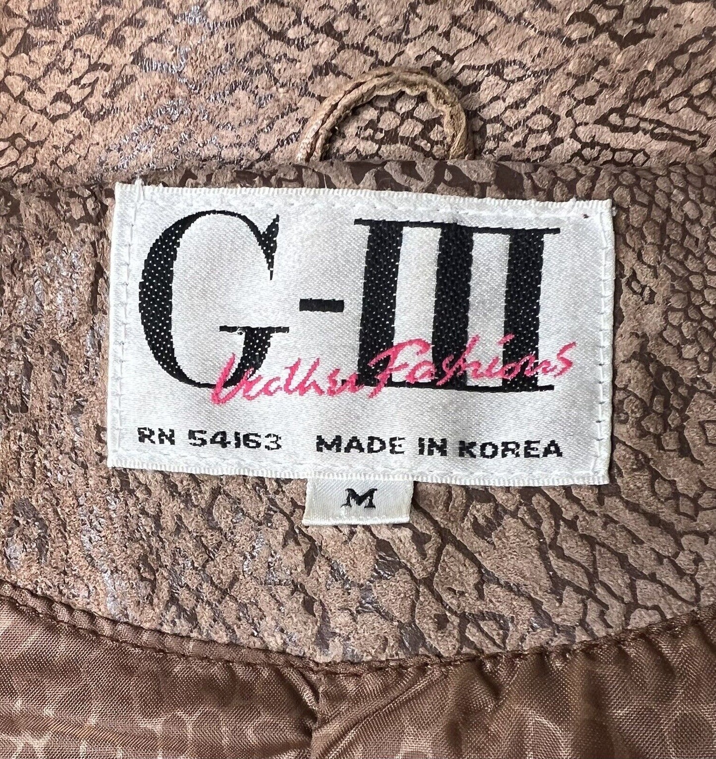 G-III Brown Leather Trench Snakeskin Print Size Medium 