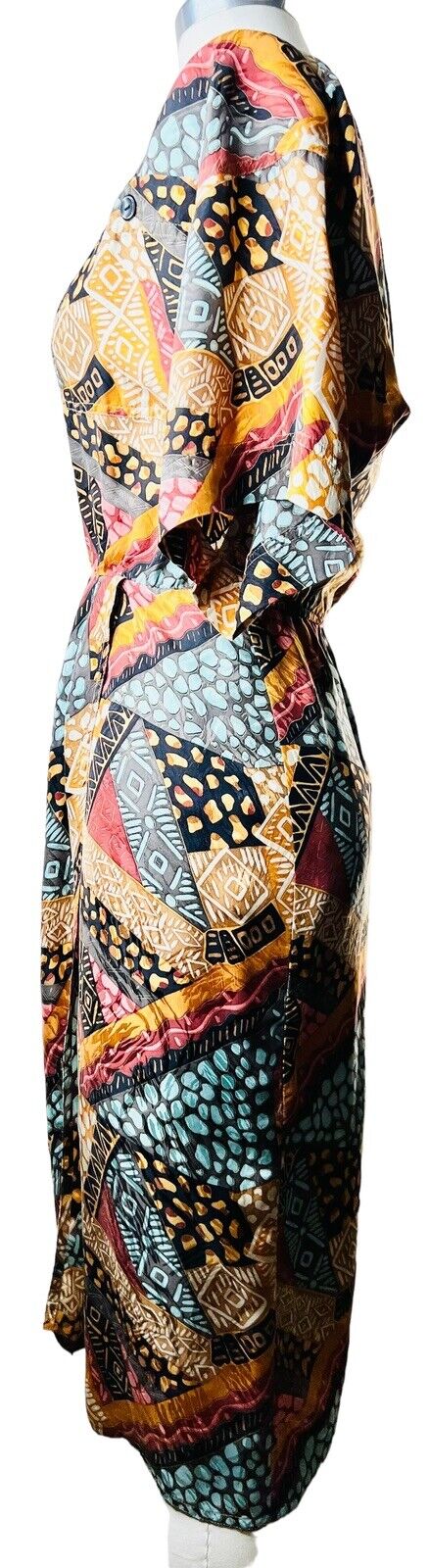 Adrianna Papell Silk Mixed Animal Print Faux Wrap Dress Size 4