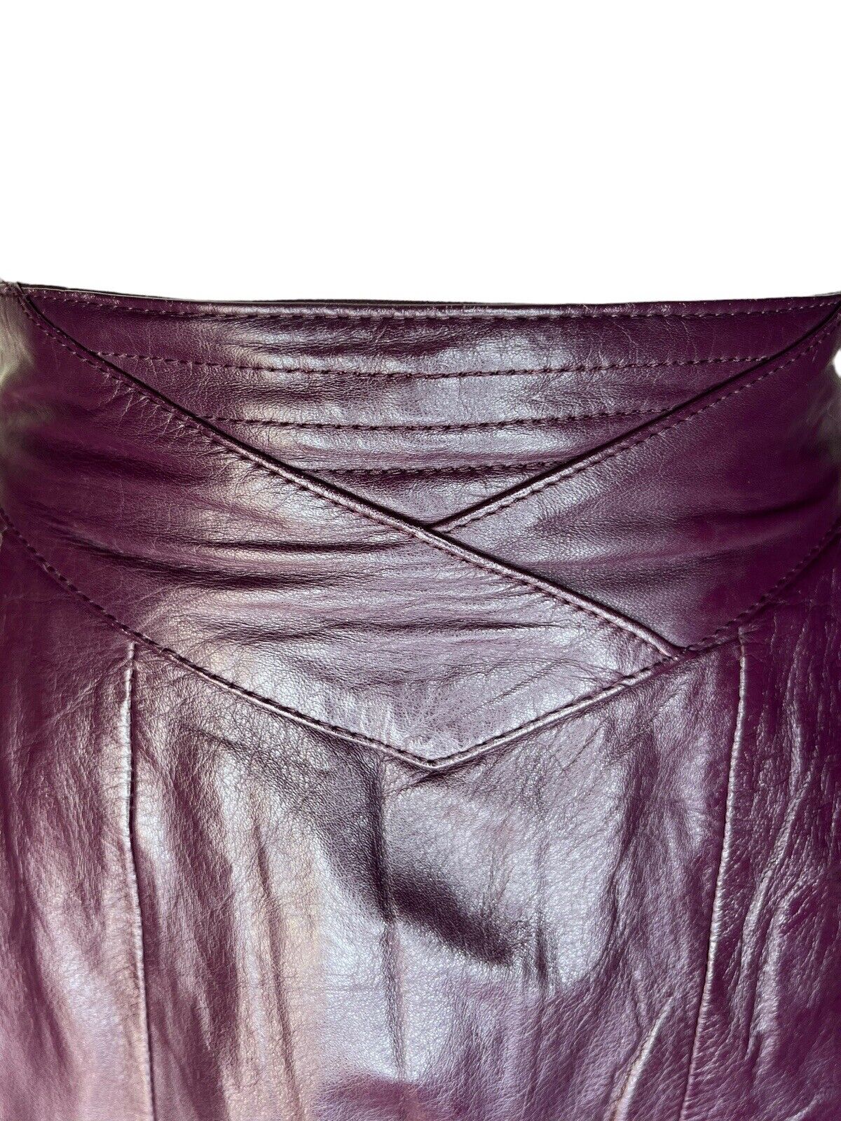 Diversity Plum Leather Pencil Skirt Size 6P