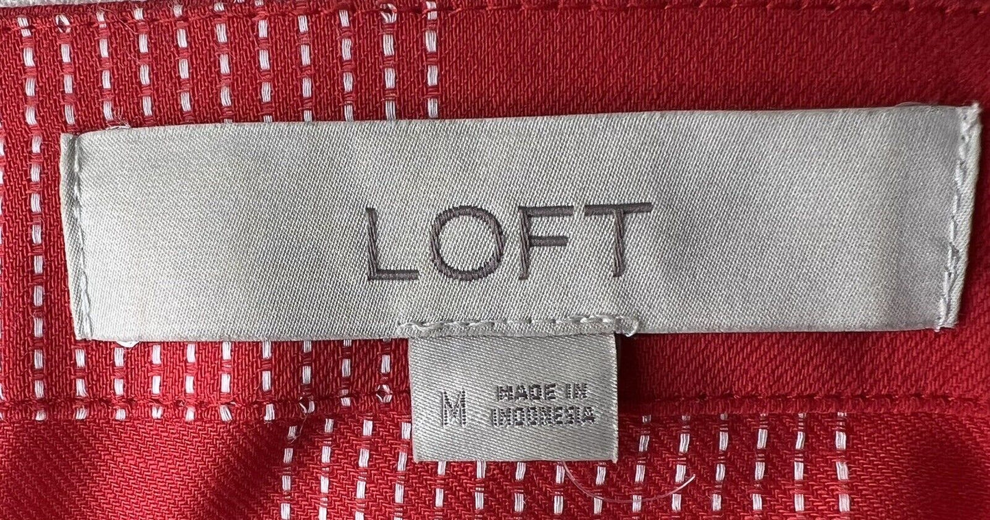 Ann Taylor Loft Red & White Striped Cotton Wrap Shirt Size M