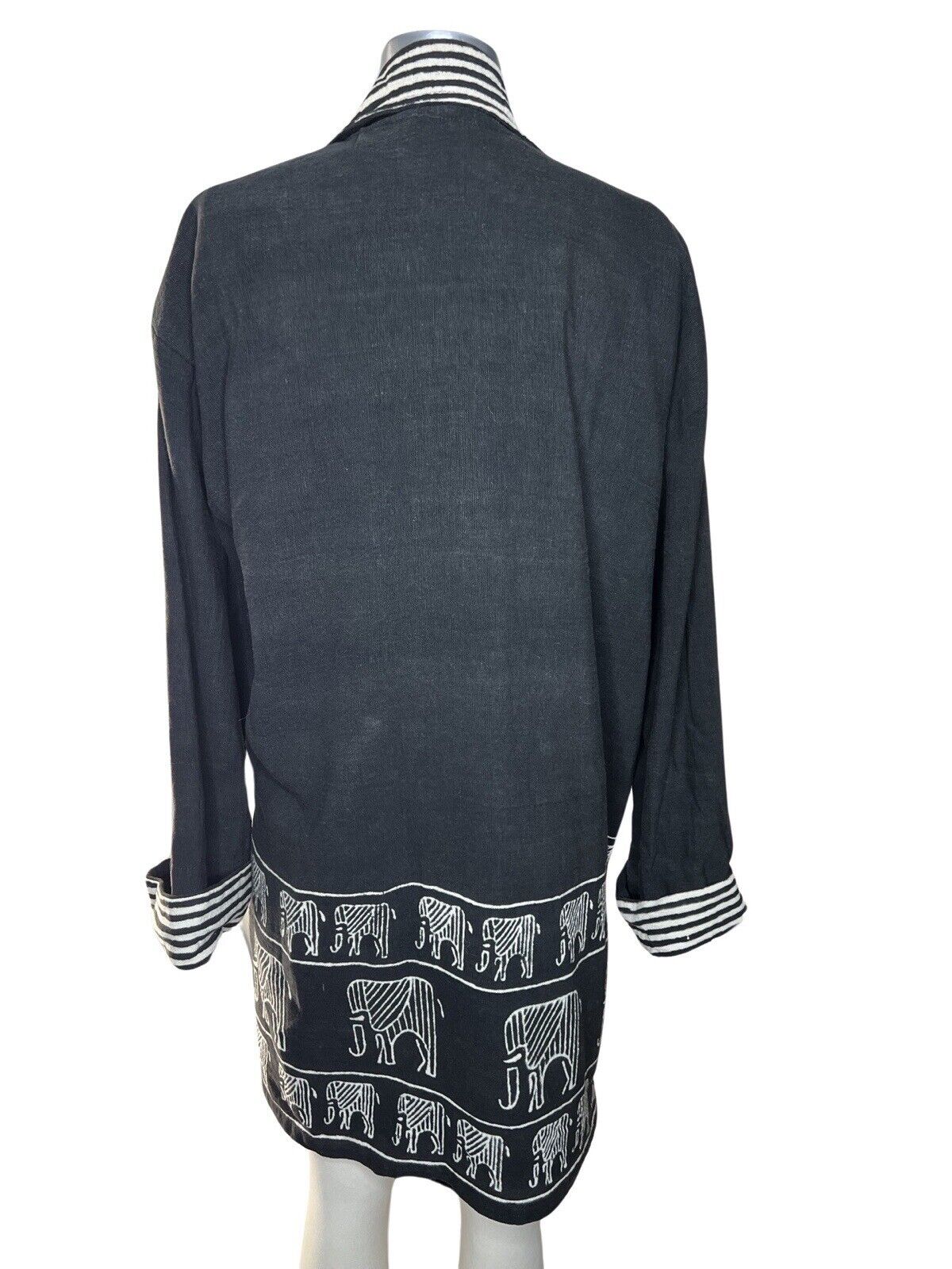 African Mudcloth Jacket Elephants Size 3XL